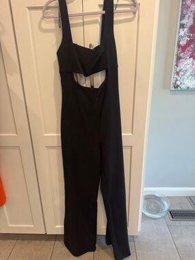 Zara Black Cutout Wide-Leg Jumpsuit